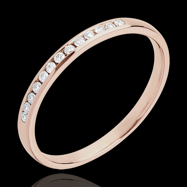 Fede nuziale - Oro rosa - 18 carati - 13 Diamanti - incastonatura a binario