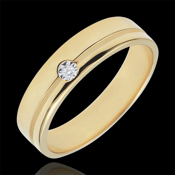 Fede Olympia Diamante - modello medio - Oro giallo - 9 carati - Diamante
