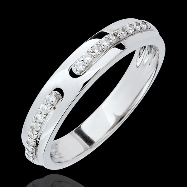 Fede Promessa - modello grande - Oro bianco - 18 carati - Diamanti 