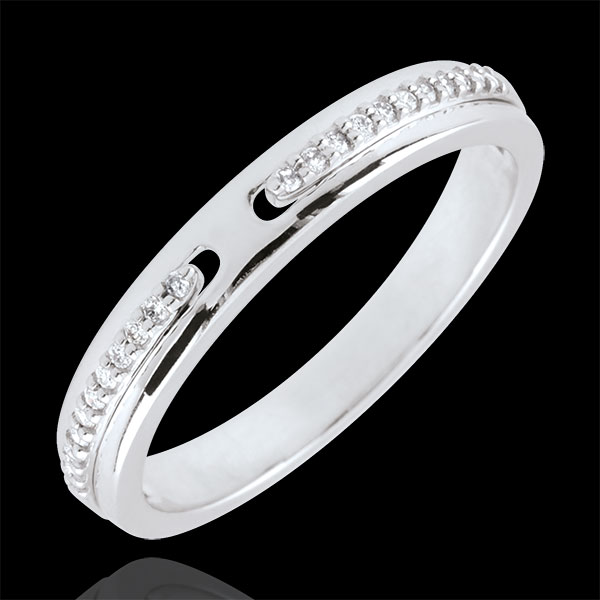 Fede Promessa - modello piccolo - Oro bianco - 18 carati - Diamanti 