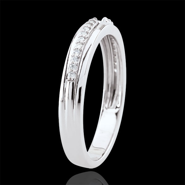 Fede Promessa - modello piccolo - Oro bianco - 18 carati - Diamanti 