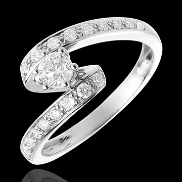 Bague de Fiançailles Solitaire Destinée - Nefertiti - or blanc 18 carats - diamant 0.27 carat