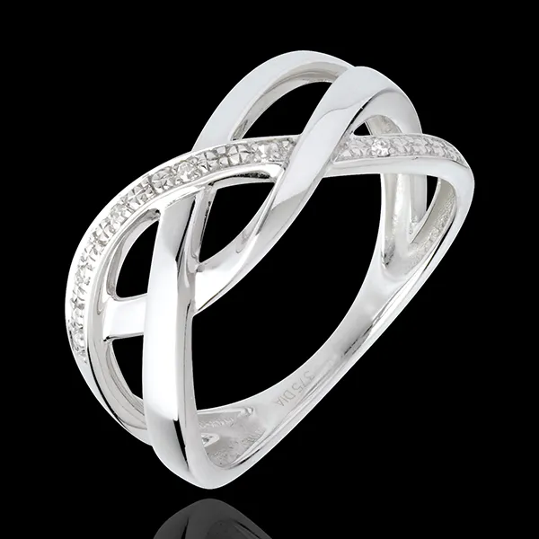 Bague soupirail or blanc 18 carats pavé