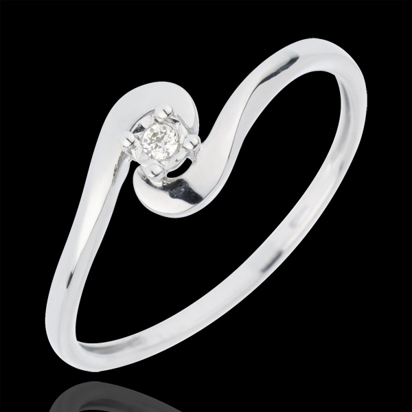 Bague Solitaire Nid Précieux - Union D'Amour - or blanc 18 carats