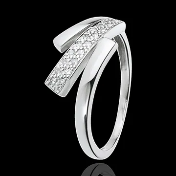 Bague empreinte féline or blanc 18 carats