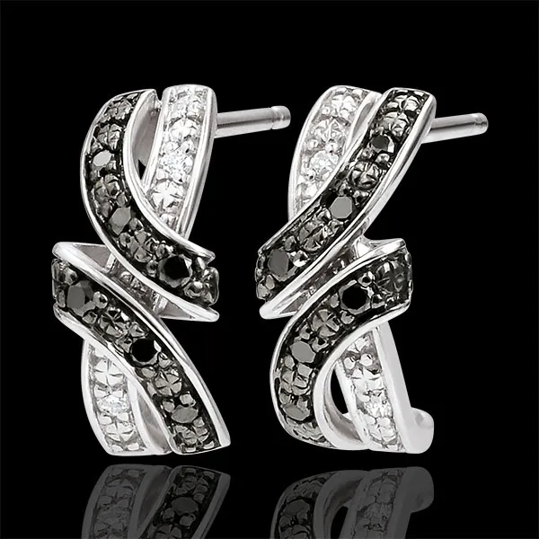 Boucles d'oreilles Clair Obscur - Rendez-vous - diamants noirs - or blanc 9 carats