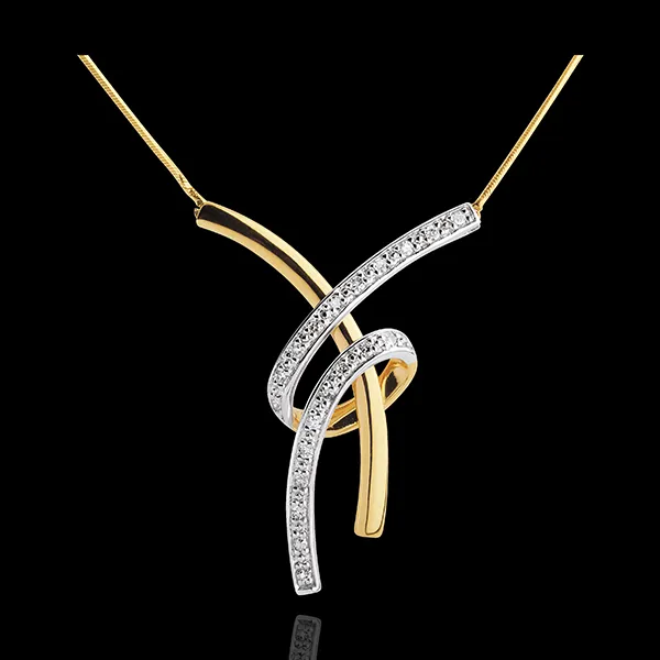 Collier Volupté pavé - 20 diamants - or blanc et or jaune 18 carats