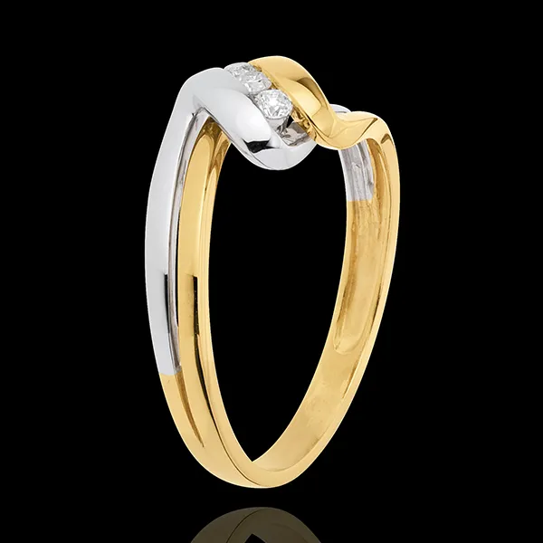 Trilogy Ring Precious Nest - Infinity - yellow and white Gold - 3 dimaonds - 18 carats