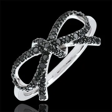Inel Nod Fineţe diamante negre - Argint şi diamante