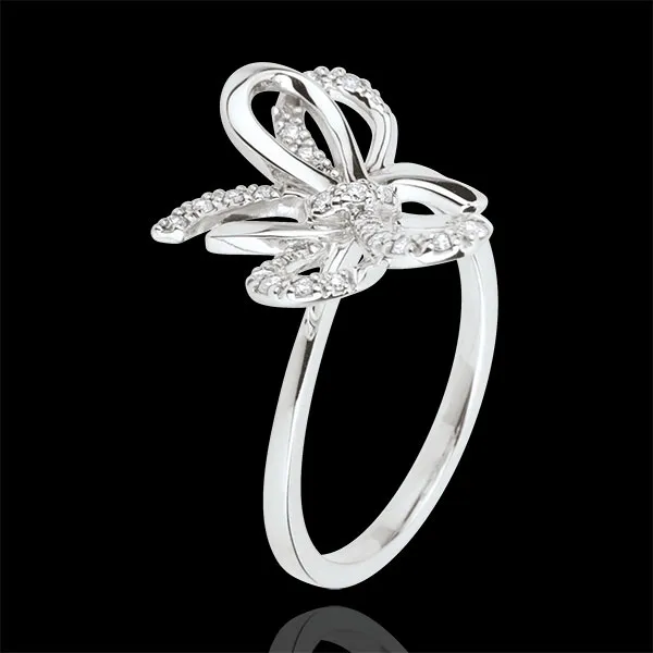 Crazy Bow Ring - Silver and diamonds