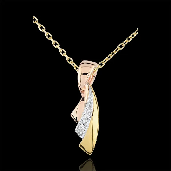Pendentif Ruban trois ors - or blanc et or jaune 9 carats