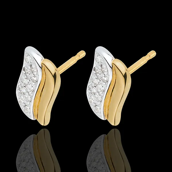 boucles d'oreilles icônes magiques deux ors et diamants - or blanc et or jaune 18 carats