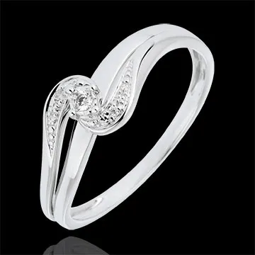 Solitaire Ring Set Shoulders Precious Nest - Sophia - white gold - 0.013 carat diamond - 9 carats