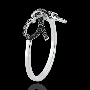 Ring Refinement's Bow - black diamonds - Silver and diamonds