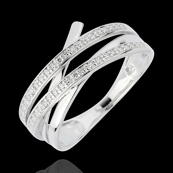 Inel Vârtej din aur alb de 18K - 6 diamante