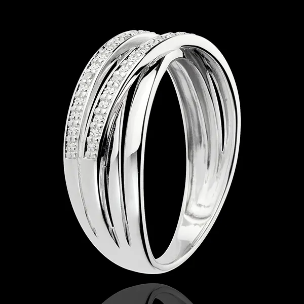 Inel Vârtej din aur alb de 18K - 6 diamante