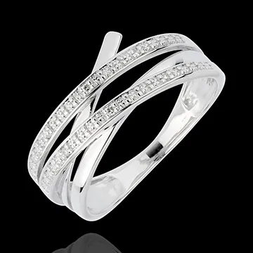 Inel Vârtej din aur alb de 18K - 6 diamante