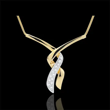 Colier pavat - Sărutul Ghepardului - 13 diamante - aur alb şi aur galben de 18K