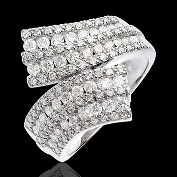Inel Feerie - Panglică pavată - 1.1 carate - 108 de diamante - aur alb de 18K