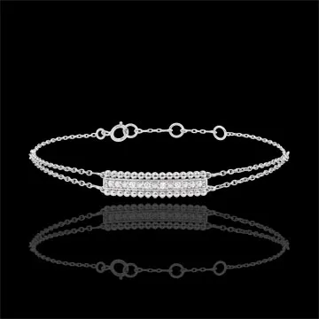 Bracciale Fior di Sale - due anelli - Oro bianco - 9 carati - Diamanti
