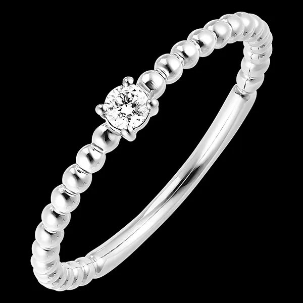 Anello Fior di Sale - Solitario Bolla - oro bianco 9 carati e diamante