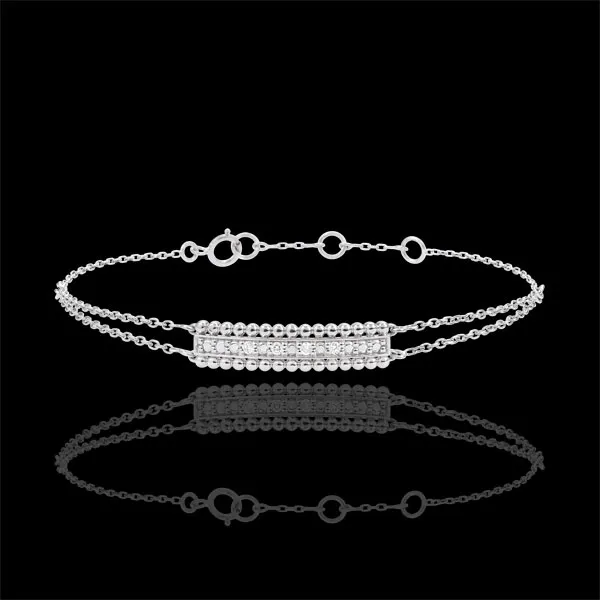 Bracciale Fior di Sale - due anelli - Oro bianco - 9 carati - Diamanti