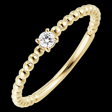 Bague Fleur de Sel - Solitaire Bulle - or jaune 9 carats et diamant