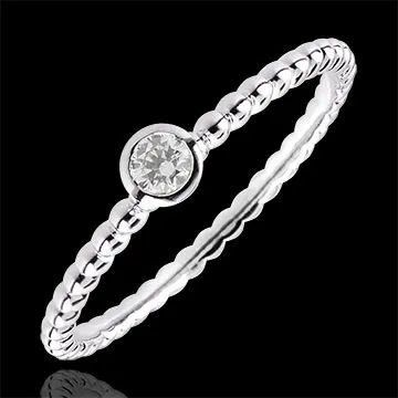 Bague Solitaire Fleur de Sel - un anneau - or blanc 9 carats - 0.08 carat