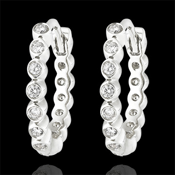 Boucles d'oreilles créoles Fleur de Sel - Écume Précieuse - or blanc 18 carats et diamants