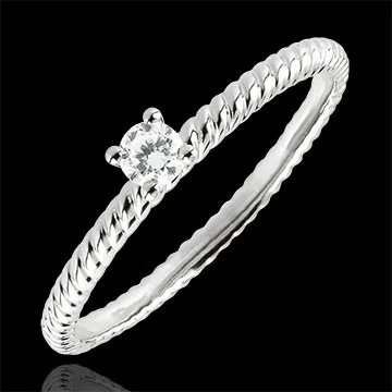 Bague Solitaire Corde d'or - or blanc 18 carats - 0.1 carat