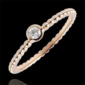 Bague Solitaire Fleur de Sel - un anneau - or rose 9 carats - 0.08 carat