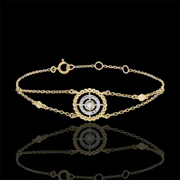 Bracelet Fleur de Sel - cercle - or jaune 9 carats et diamants
