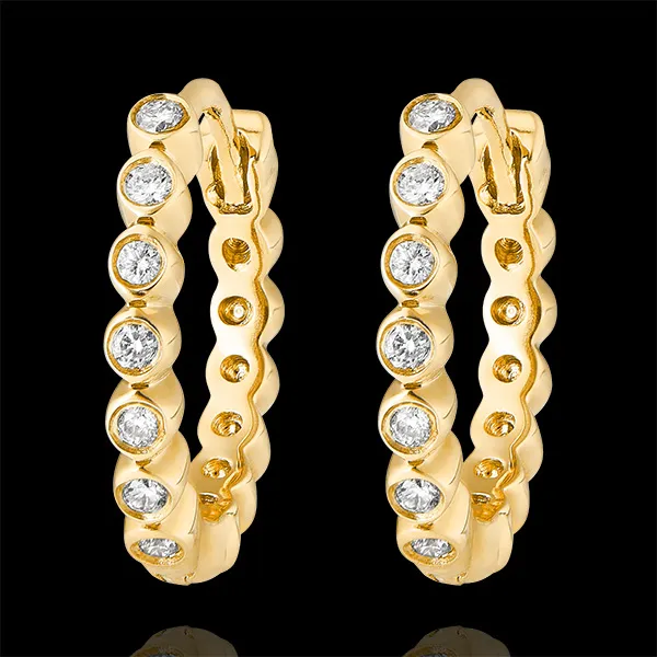 Salty Flower Hoop Earrings - Precious Foam - yellow gold 9 carats and diamonds