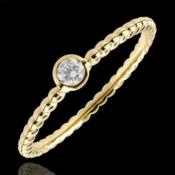 Solitärring Fleur de Sel - Einfacher Ring - Gelbgold - 0.08 Karat - 18 Karat
