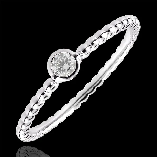 Solitärring Fleur de Sel - Einfacher Ring - Weißgold - 0.08 Karat - 18 Karat