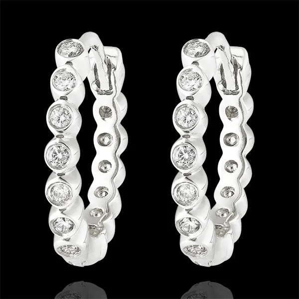 Salty Flower Hoop Earrings - Precious Foam - white gold 18 carats and diamonds