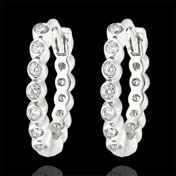 Salty Flower Hoop Earrings - Precious Foam - white gold 9 carats and diamonds