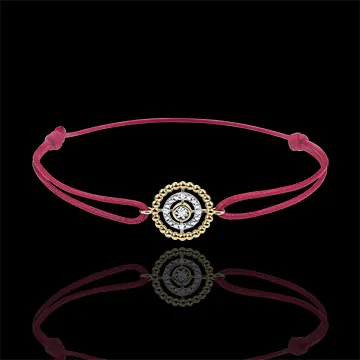 Armband Fleur de Sel - Cirkel - 9 karaat geelgoud - roode snoer