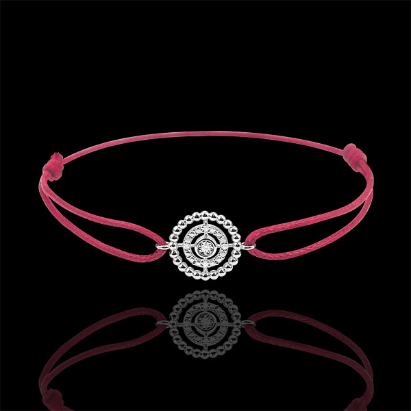 Armband Fleur de Sel - Kranz - Weißgold - Rotes Band