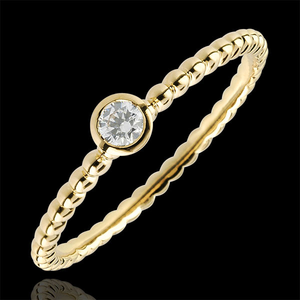 Solitaire Ring Fleur de Sel - een ring - 9 karaat geelgoud - 0,08 karaat