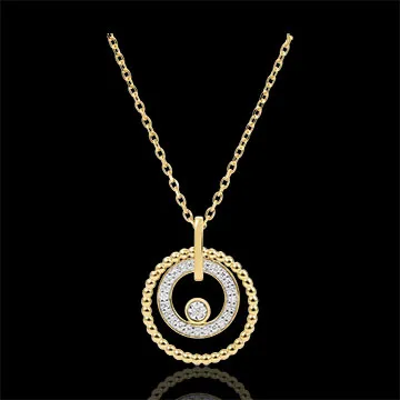 Colier aur galben de 9K şi diamante - Floare de Sare - cerc - aur galben de 9K