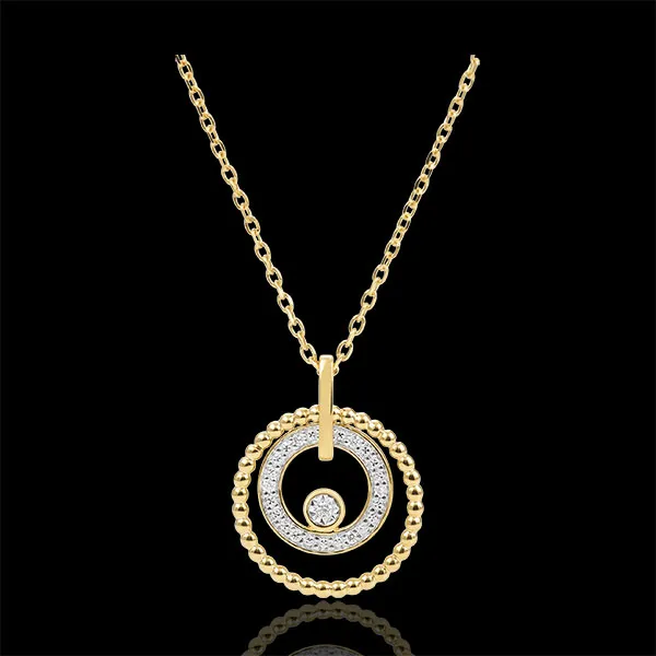 Colier aur galben de 9K şi diamante - Floare de Sare - cerc - aur galben de 9K