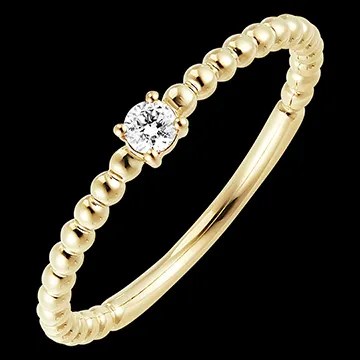 Inel Floare de Sare - Solitaire Bule - aur galben de 18 carate si diamante