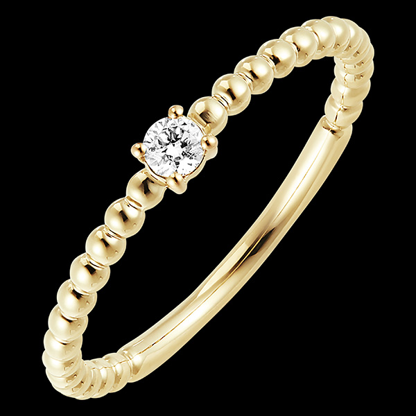 Inel Floare de Sare - Solitaire Bule - aur galben de 9 carate si diamante