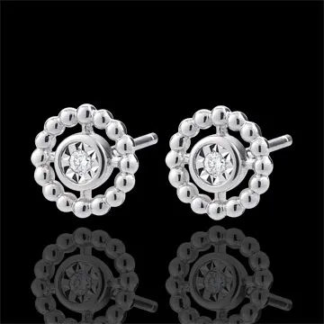 Pendientes Flor de Sal - círculo - oro blanco 9 quilates