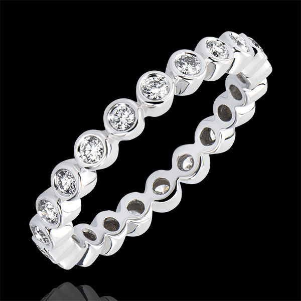 Anillo de Matrimonio Flor de Sal - Diamantes engastados Vuelta Completa - oro blanco de 18 quilates y diamantes