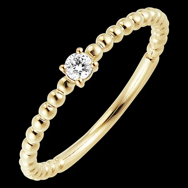 Anillo Flor de Sal - Solitario Burbuja - oro amarillo 18 quilates y diamantes