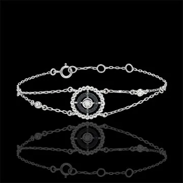 Pulsera Flor de Sal - círculo - oro blanco 9 quilates y diamantes negros