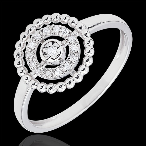 Anillo Flor de Sal - círculo - oro blanco 18 quilates