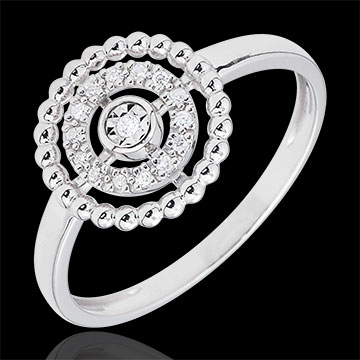 Anillo Flor de Sal - círculo - oro blanco 18 quilates